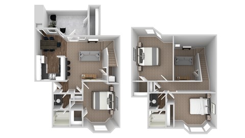 Floor plan for 3 beds, 2 baths, 1181 sqft